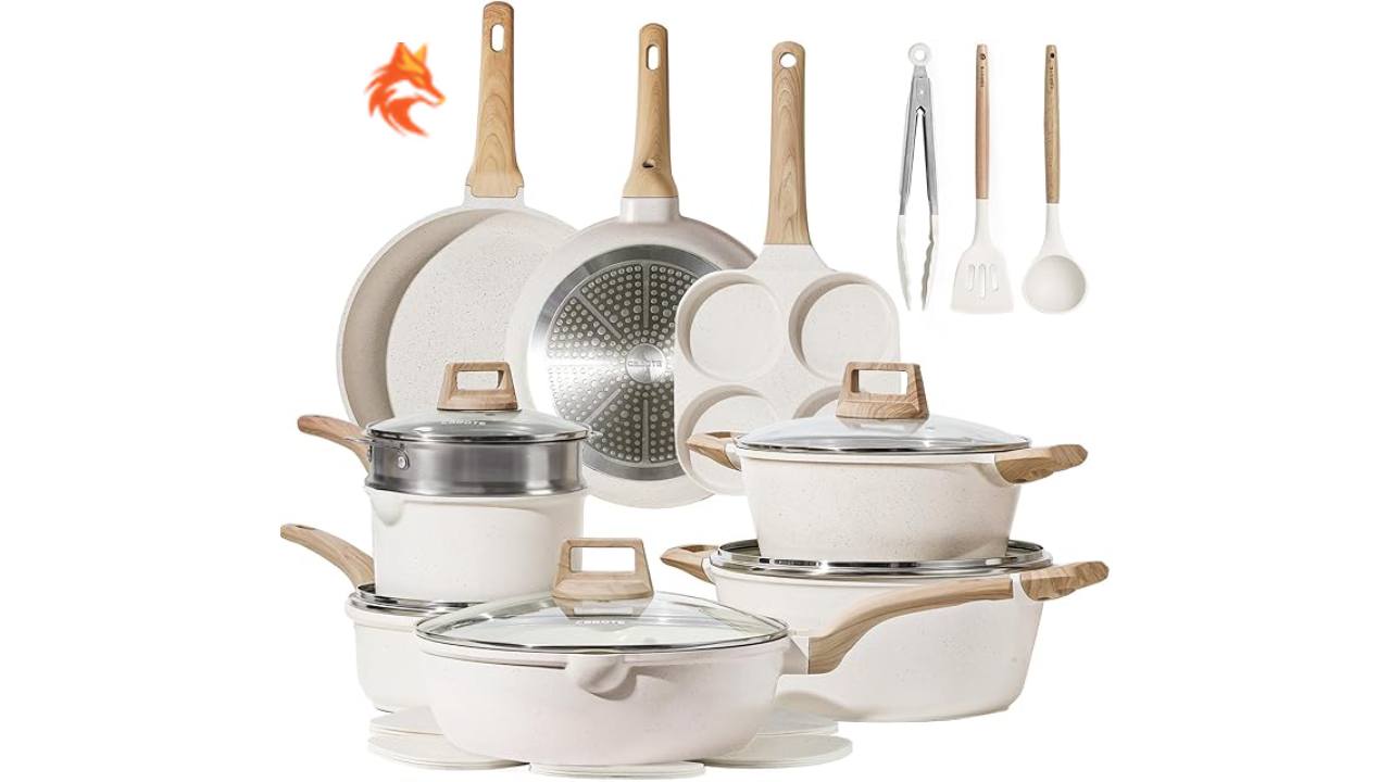 CAROTE 21Pcs Pots and Pans Set, Nonstick Cookware Sets